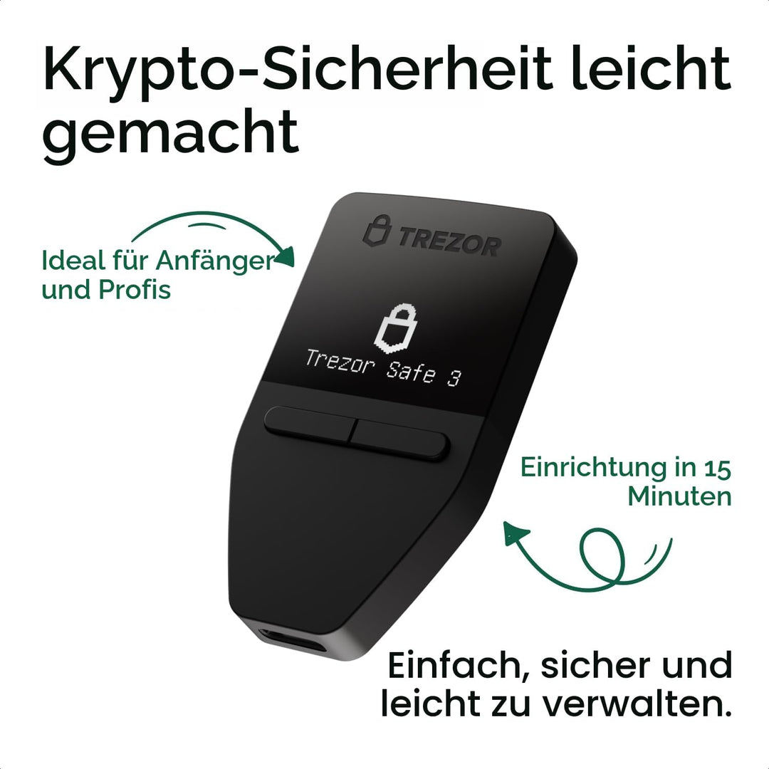Trezor Safe 3 - Passphrase und Krypto Hardware Wallet mit Secure Element-Schutz – Kaufen,Speichern,V