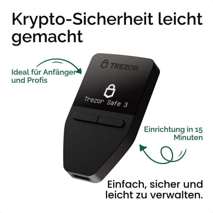 Trezor Safe 3 - Passphrase und Krypto Hardware Wallet mit Secure Element-Schutz – Kaufen,Speichern,V