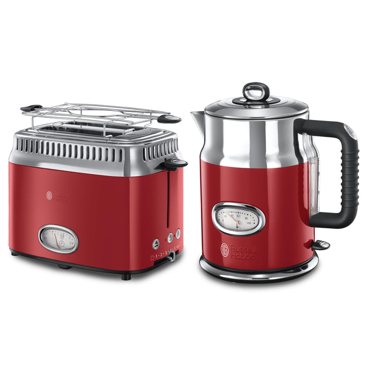 Russell Hobbs Toaster + Russell Hobbs Wasserkocher Retro rot [Energieklasse A] [Energieklasse A] [En