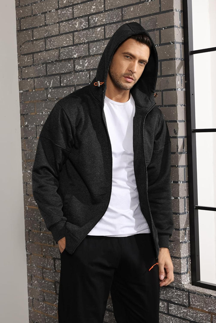 CTU Herren Hoodies Zip Up Langarm Fleece Sweatshirts Hoodies für Männer S-3XL, S Schwarz