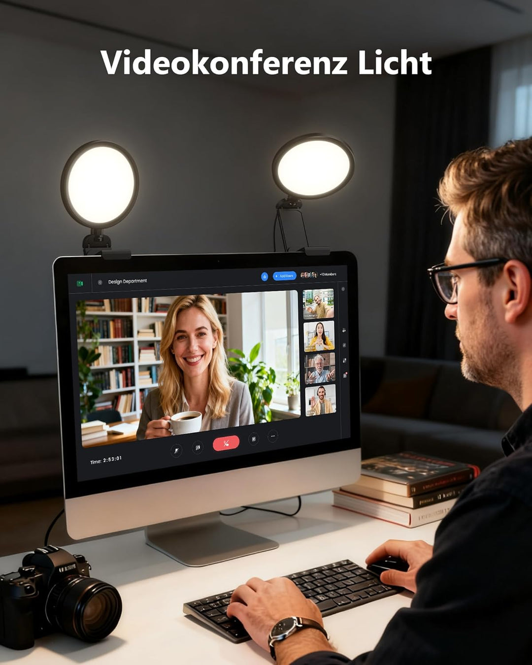 Ringlicht Laptop 5" Videokonferenz Licht,LitONES Premium Streaming-Licht mit 5 Lichtfarben+10 Hellig