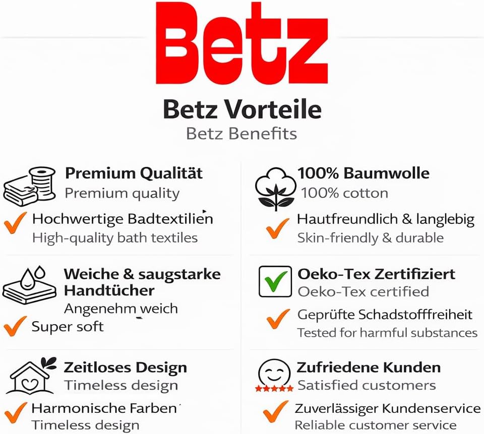 Betz 4-TLG. Handtuch-Set Premium 100% Baumwolle 2 Duschtücher 2 Handtücher Farbe rot, Rot