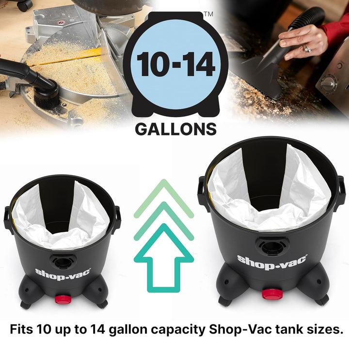 Shop-Vac 9066233 Einweg-Filterbeutel, passend für 10-14 Gallonen Staubsauger, nur für trockene Aufna