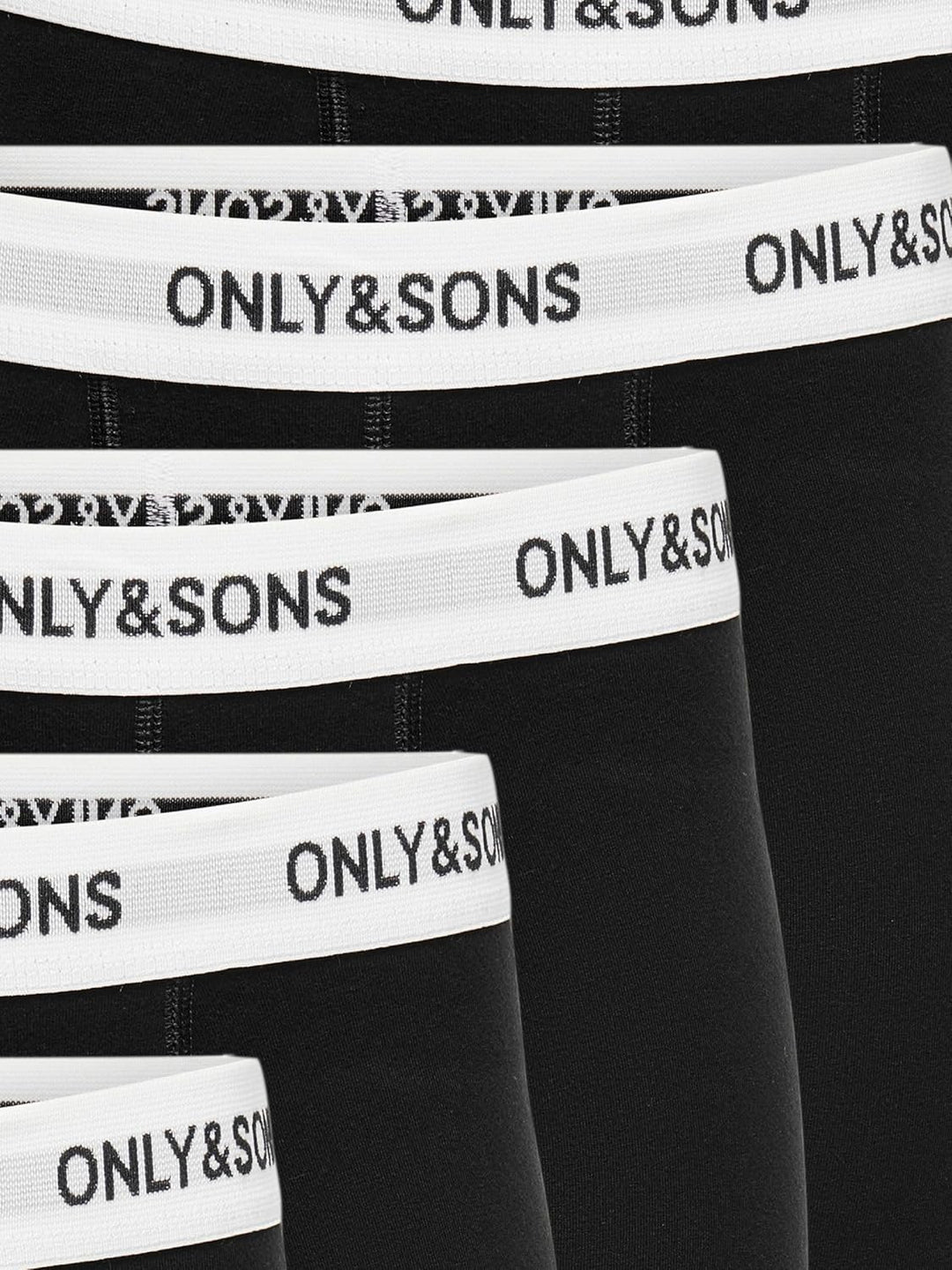 ONLY & SONS Herren Onsfitz Solid Black Trunk 7-pack Noos L Black/Detail:white Waist Black Logo, L Bl