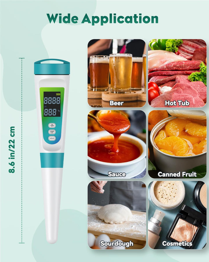 Pawfly Digitales pH-Messgerät für Lebensmittel mit hoher Genauigkeit zur Messung von Sauerteig Brot
