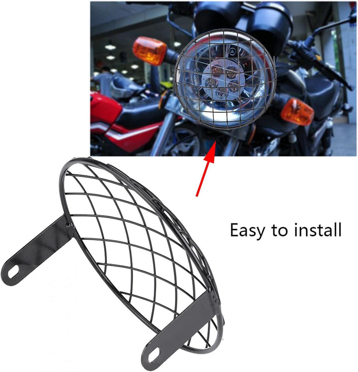 Motorrad Scheinwerfer Lampenabdeckung, 7 "Motorrad modifizierter Gitter Lampenschirm, Universal Moto