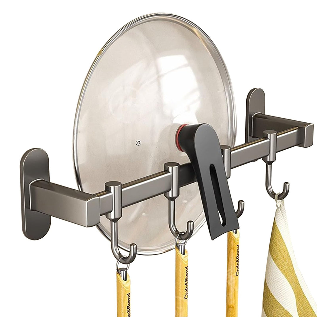 Hakenleiste Küche ohne Bohren mit Messerhalter und Topfdeckelhalter, Küchenutensilienhalter Wand aus