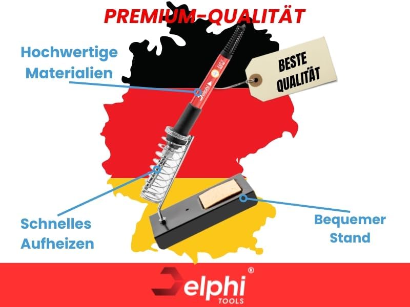DELPHI Lötkolben Set 60W Lötstation 23 in 1 Lötset Mit Temperatur Einstellbar 200-450°C, 6x Lötspitz