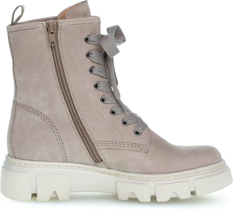 Gabor Damen Combat Boots, Frauen Stiefeletten,Wechselfussbett,Best Fitting 36 EU Beige Leinen, 36 EU