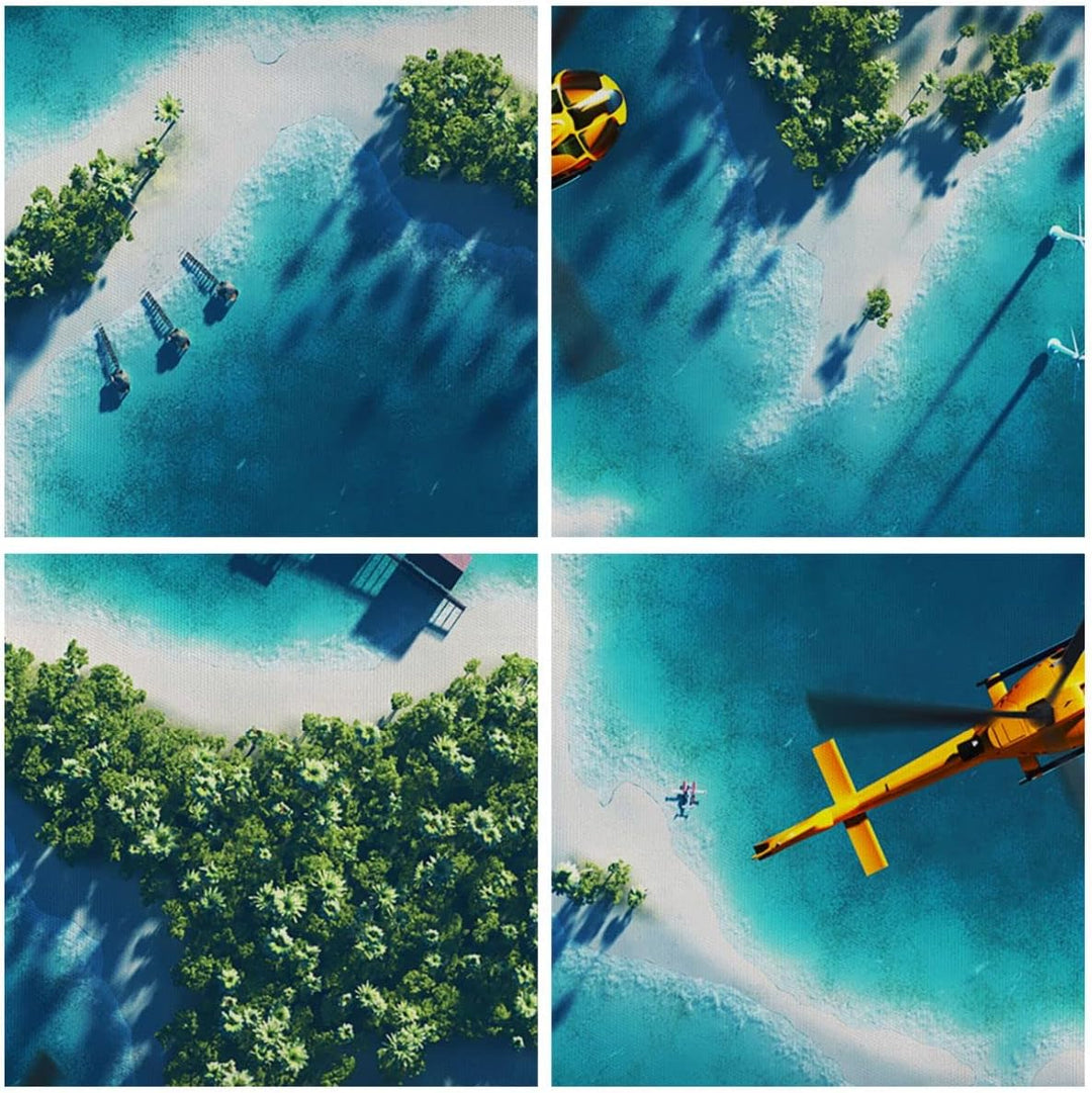 Bilder auf Leinwand 100x70cm Leinwandbild Hubschrauber Ozean Insel Paradies Gross Wanddeko Bild Schl