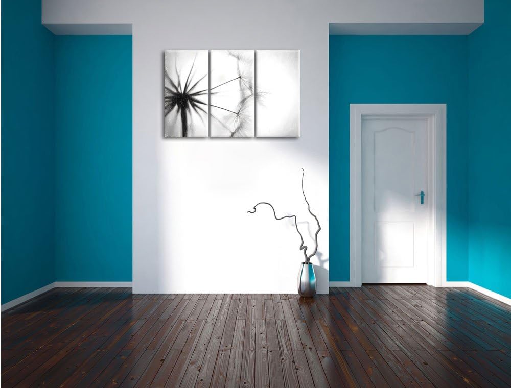 Pixxprint Pusteblumen Kohle Effekt 3-Teiler Leinwandbild 120x80 Bild auf Leinwand