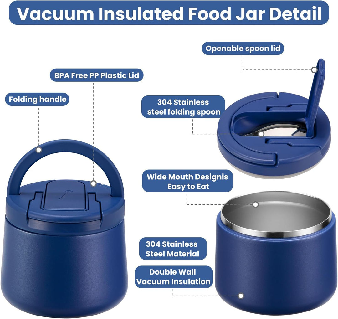 Itslife Thermobehälter für Essen 420ml, Warmhaltebehälter Essen Edelstahl mit Schnallendeckel und Lö