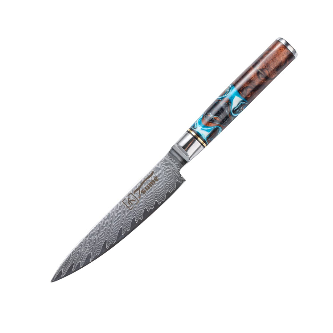 Tsume Allzweckmesser Sturm, Klingenlänge 13cm, Echtes Damast Küchenmesser, 67 Schichten VG10 Edelsta