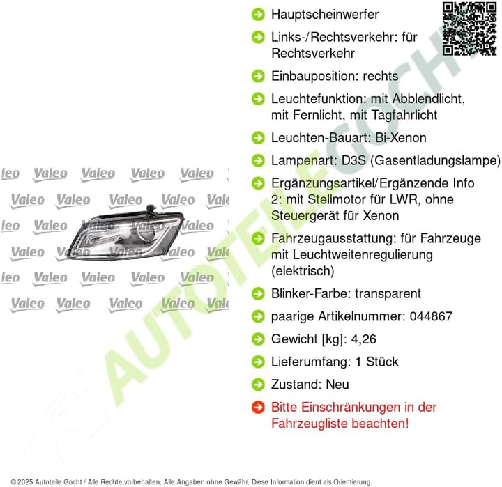 Valeo Hauptscheinwerfer 044868