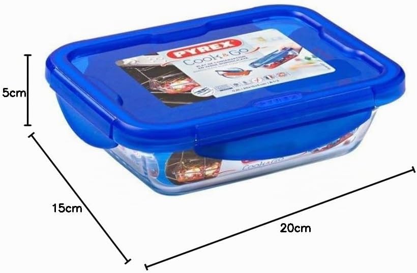 Pyrex Cook & Go Lunchbox, 3 Stück, gleiches Fassungsvermögen (3 x 0,8 l, rechteckig) 3 x 0,8L - rect