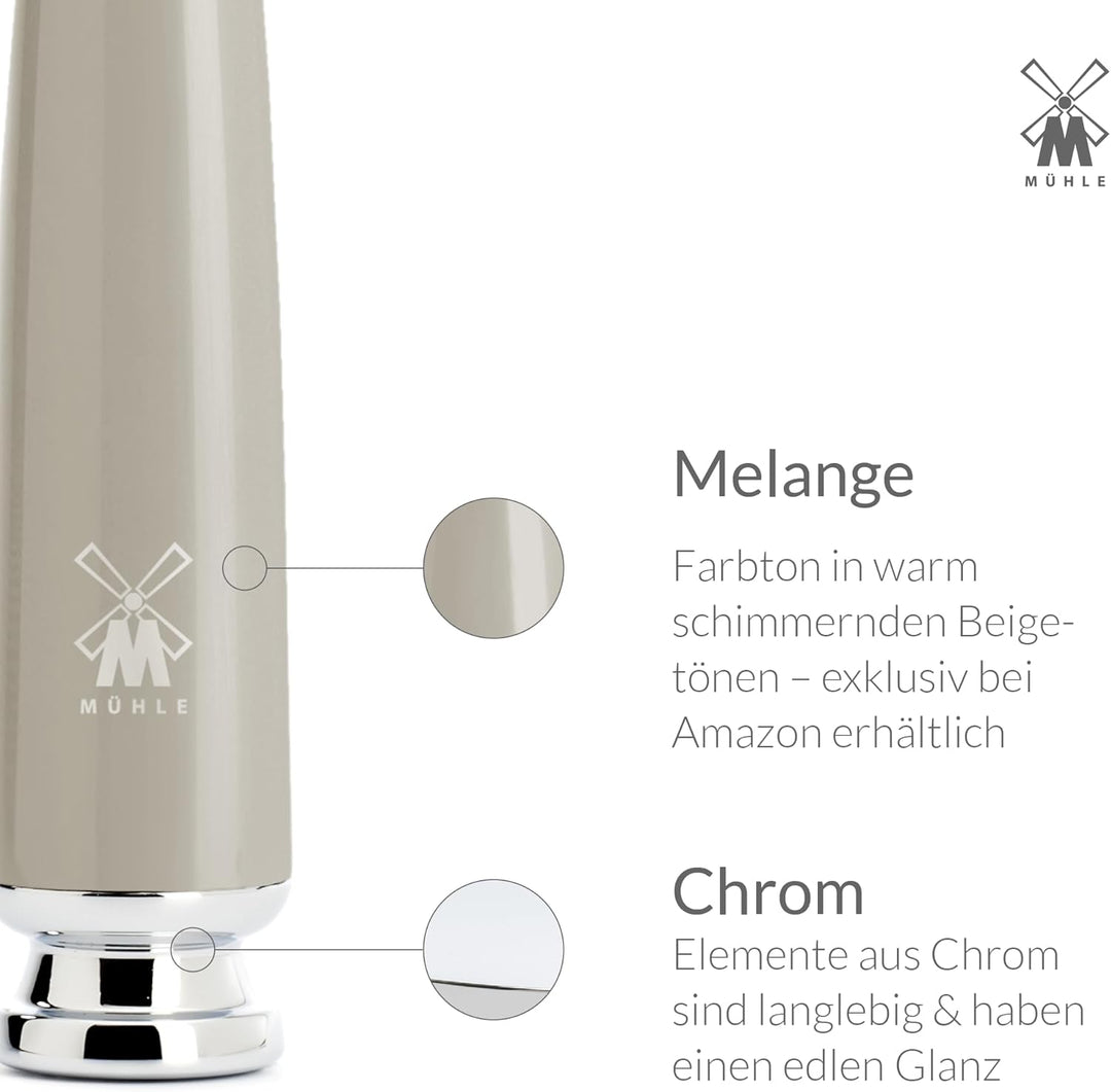 MÜHLE Rytmo Systemrasierer - kompatibel mit Gillette-Klingen, edler Edelharz-Griff, verchromten Meta