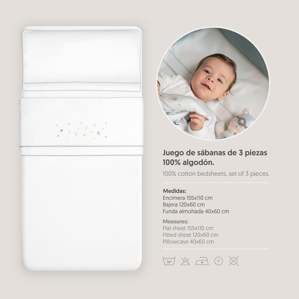 Interbaby Bettwäsche-Set für Kinderbett, 60 x 120 cm, 100% Baumwolle, warm, weich, inklusive Spannbe