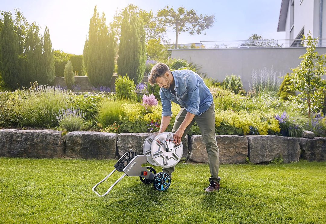 Gardena CleverRoll M Easy Metall Set: Schlauchwagen mit 60 m Kapazität, sehr standfest, stabile Schl