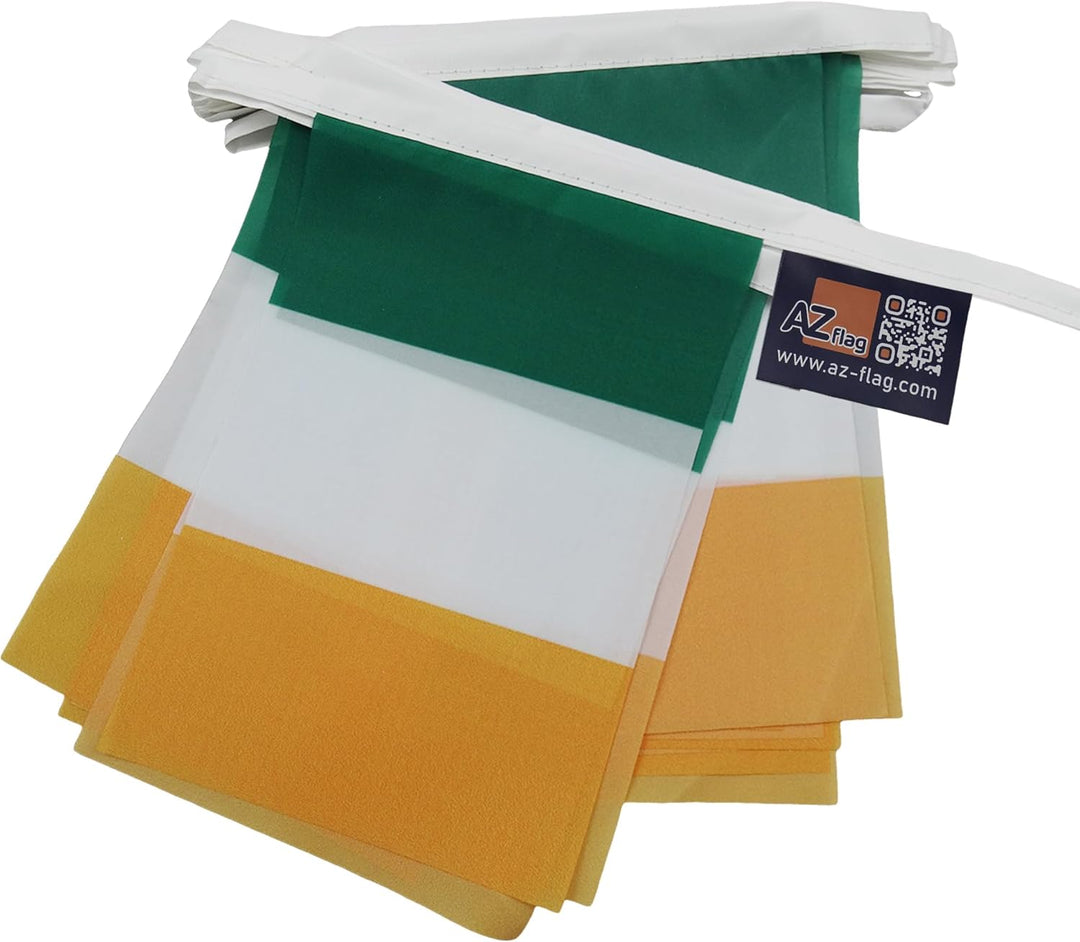 AZ FLAG FAHNENKETTE Irland 12 Meter mit 20 flaggen 45x30cm- IRISCHE Girlande Flaggenkette 30 x 45 cm