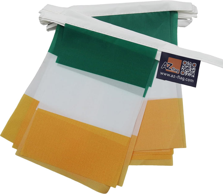 AZ FLAG FAHNENKETTE Irland 12 Meter mit 20 flaggen 45x30cm- IRISCHE Girlande Flaggenkette 30 x 45 cm