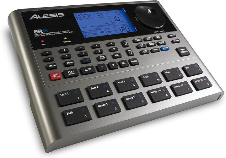 Alesis SR18 - Portables Drum Machine mit Effekten, 175 Preset Patterns und 32MB Samplespeicher mit P