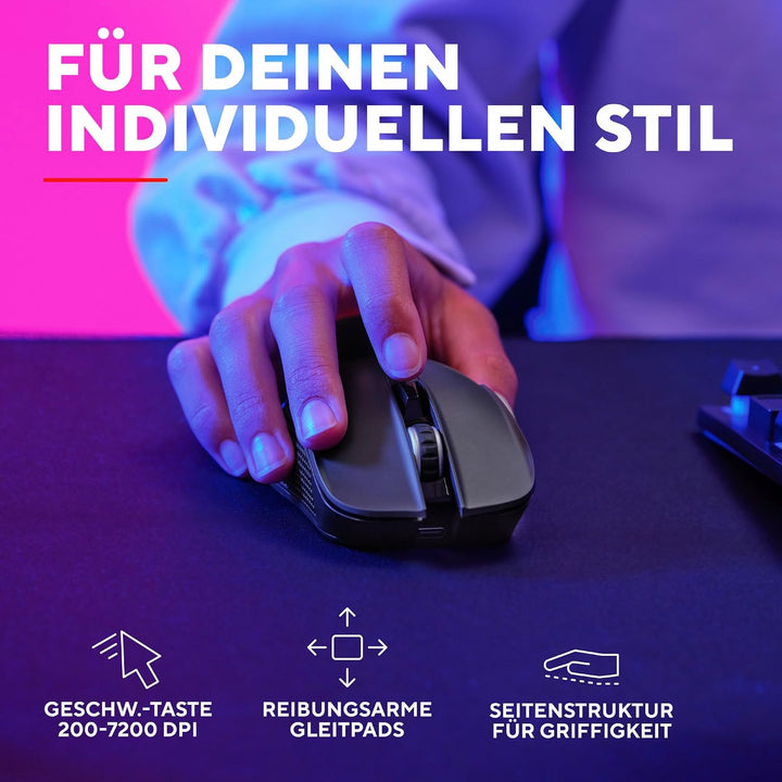 GXTrust Ybar Dual Kabellose Gaming Maus Bluetooth + 2.4GHz, Schwarz