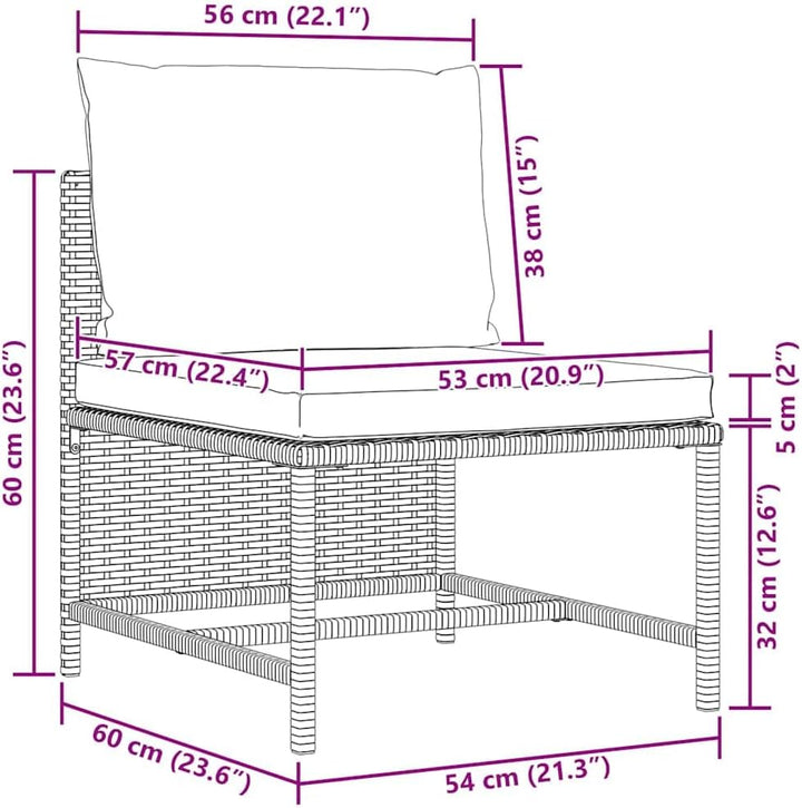 vidaXL Gartenmöbel 3-TLG. mit Kissen Mittelsofa Ecksofa Sofa Lounge Gartenset Gartensofa Garten Garn