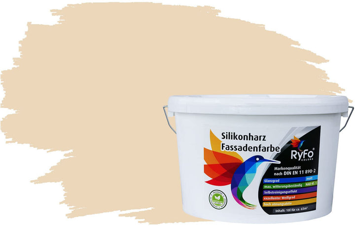 RyFo Colors Silikonharz Fassadenfarbe Lotuseffekt Trend Cottonbeige 10l - bunte Fassadenfarbe, weite