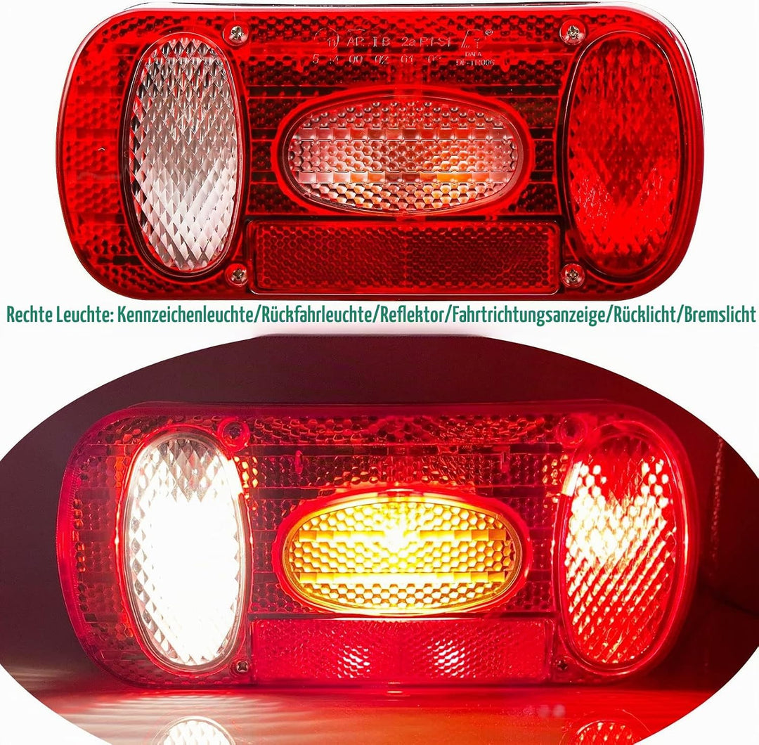 DARKGUARD Rückleuchten Satz Anhänger 12v,mit E4 Prüfzeichen,7Funktion 2pcs Halogen Rücklicht Anhänge