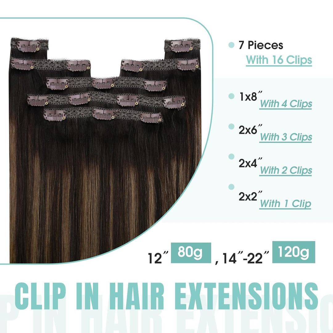 YoungSee Clip in Extensions Echthaar Ombre Clip in Extensions Ombre Braun mit Mittelbraun Remy Echth