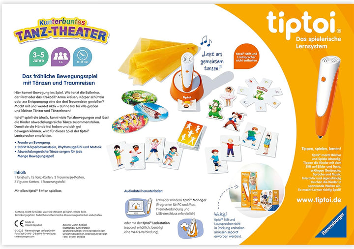 Ravensburger tiptoi® Active Spiel 00128, Kunterbuntes Tanz-Theater, Bewegungsspiel ab 3 Jahren