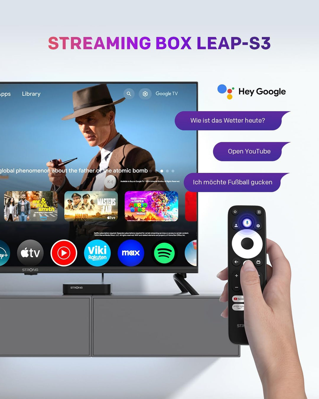 STRONG LEAP-S3 | Google TV-Box mit Android 11 | 4K UHD-Auflösung | Bluetooth-Sprachfernbedienung und