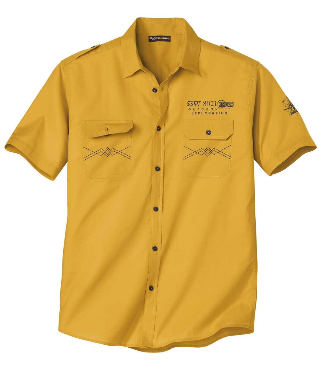 ATLAS FOR MEN - Herrenhemd - Kurze Ärmel - Verfügbar in grossen Grössen von M bis 5XL M Gelb, M Gelb