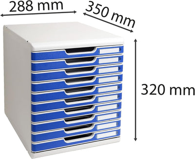 Exacompta 302003D Ablagesystem Modulo A4, 10 laden Classic, lichtgrau/blau Lichtgrau/Blau 10 Laden,