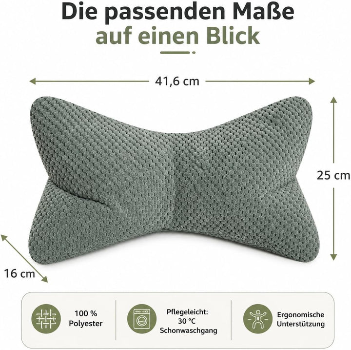 ReWu Leseknochen Comodo Salbei 41,6 x 25 x 16 cm, ergonomisches Stützkissen mit weicher Struktur, fo