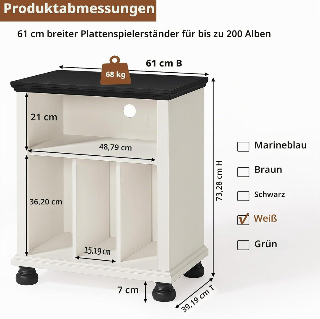 LELELINKY Plattenspieler Ständer, Plattenspieler Regal Bietet Platz für bis zu 200 Alben, Grosses Ho
