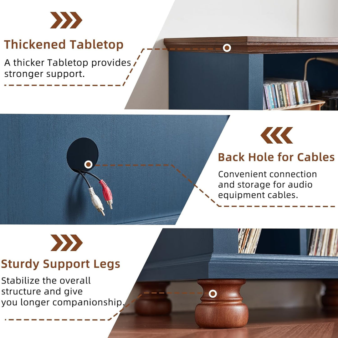LELELINKY Plattenspieler Ständer, Plattenspieler Regal Bietet Platz für bis zu 200 Alben, Grosses Ho