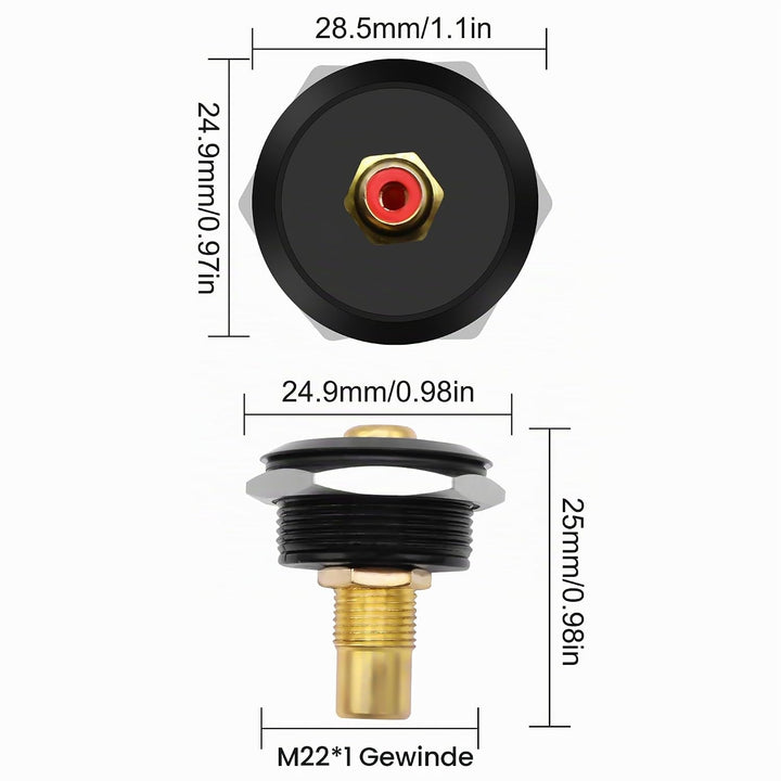 MEIRIYFA RCA Panel Mount Connectors, Cinch Buchse zu Buchse Kuppler Runde Adapter Eingebettet Gewind