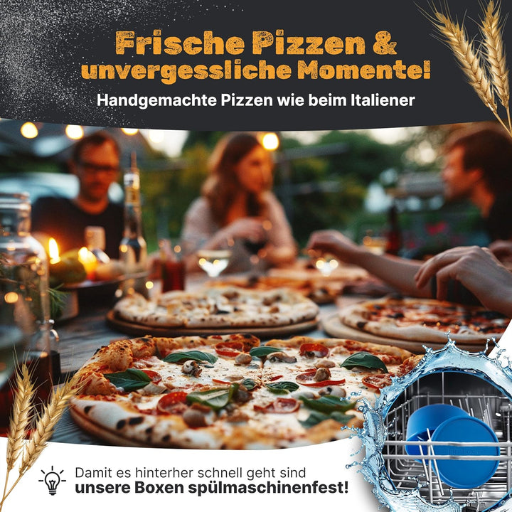 Pizzaballenbox mit Deckel 4er Set - Perfekt als Pizzabox, Gärbox & Teigbox - bis zu 350g Pizzateig B