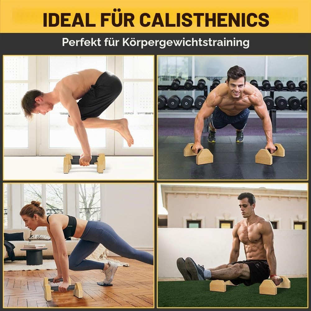 BUTBU Liegestützgriffe, Handstand Griffe &amp; Calisthenics Griffe, Calisthenics Equipment Mit 2 Rutschf