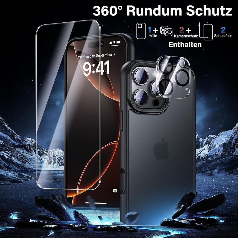 UniqueMe für iPhone 16 Pro Max Hülle - Handyhülle für iPhone 16 Pro Max Case, 5 in 1 Set Rundumschut