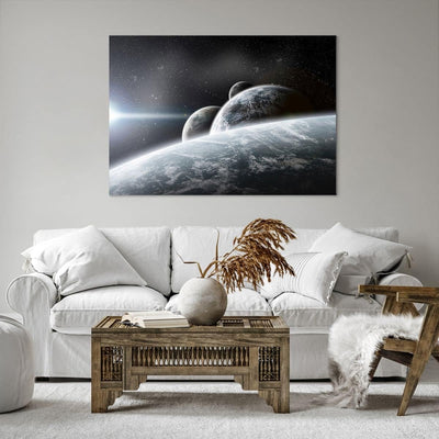 ARTTOR Bilder auf Leinwand 100x70cm Leinwandbild Planeten Kosmos Sterne Gross Wanddeko Bild Schlafzi