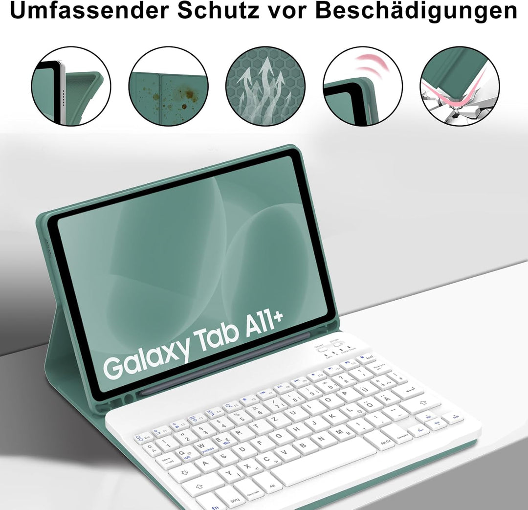 Tastatur Hülle für Samsung Galaxy Tab A11+ Plus/A9+ Plus 11 Zoll 2025/2023 Tablet mit Magnetisch Abn