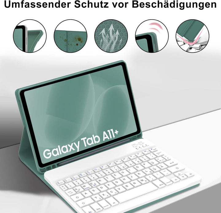 Tastatur Hülle für Samsung Galaxy Tab A11+ Plus/A9+ Plus 11 Zoll 2025/2023 Tablet mit Magnetisch Abn