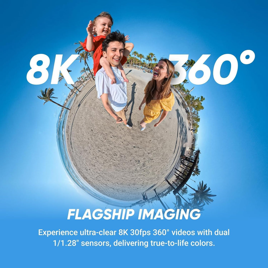 Insta360 X5 - wasserdichte 8K 360° Action-Kamera, führend bei schwachem Licht, unsichtbarer Selfie-S