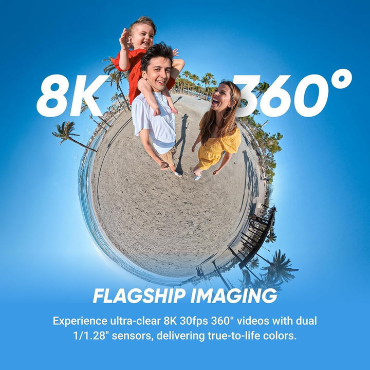 Insta360 X5 - wasserdichte 8K 360° Action-Kamera, führend bei schwachem Licht, unsichtbarer Selfie-S