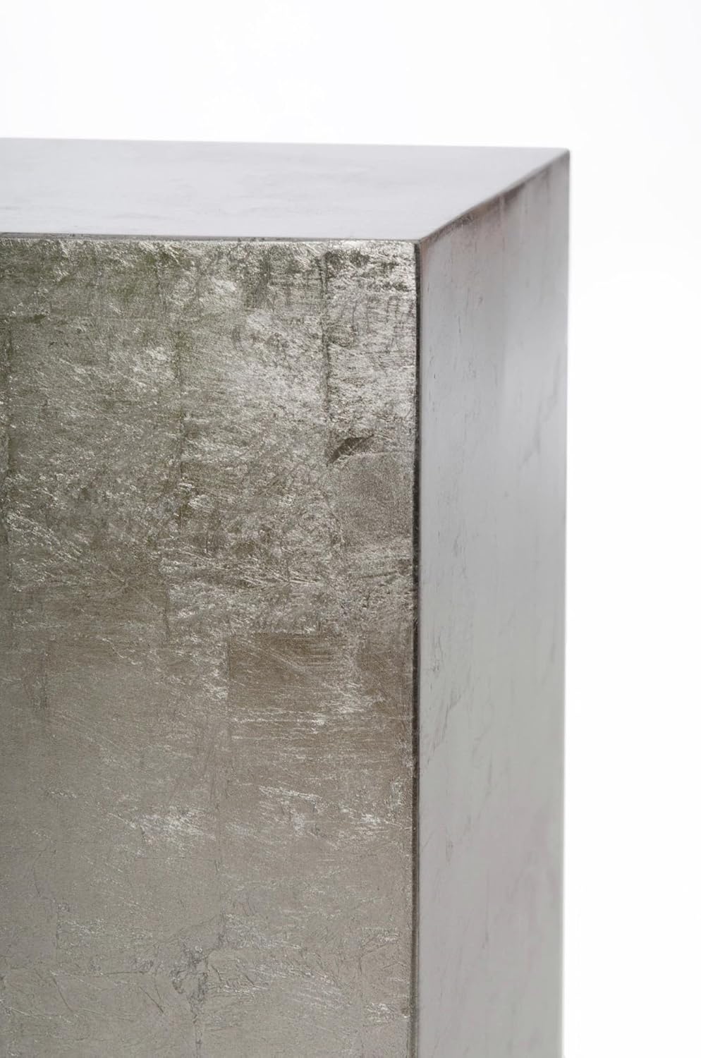VIVANNO Podest Deko-Säule Stele Blumenständer Fiberglas Silber Hochglanz 30x30x60 30x30x60 cm Silber