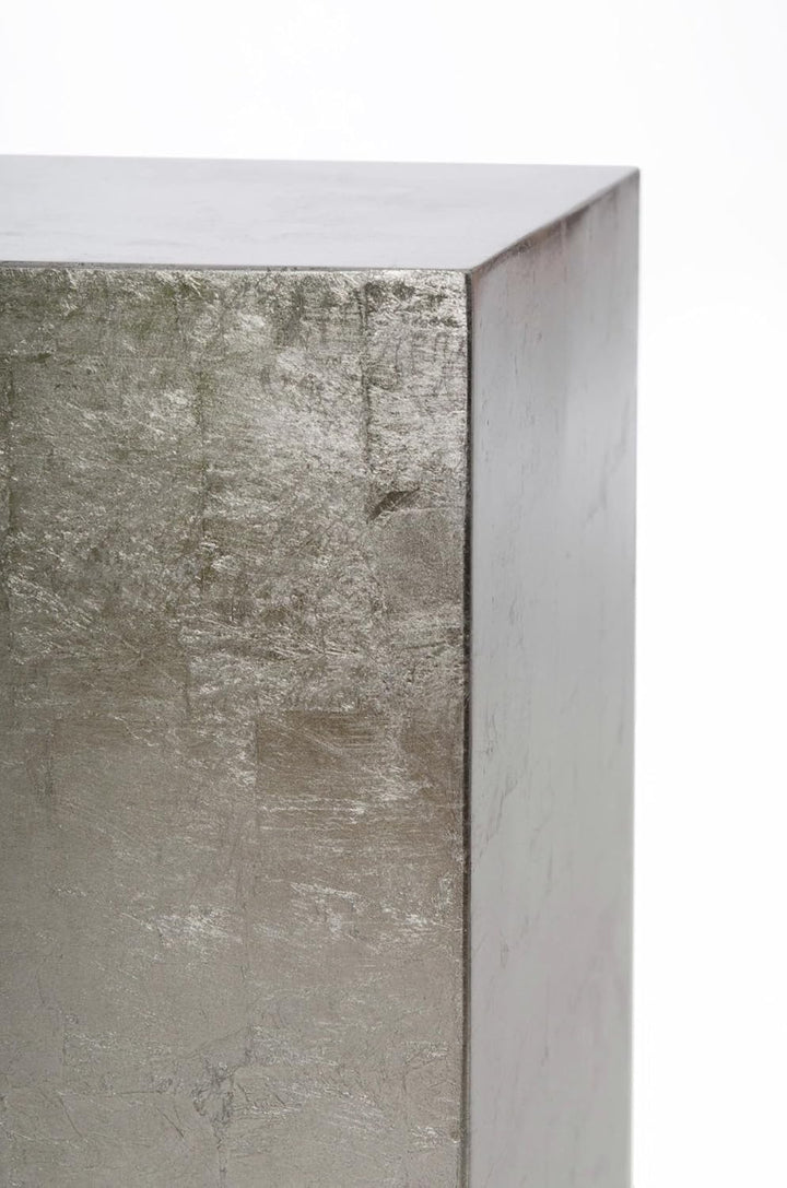 VIVANNO Podest Deko-Säule Stele Blumenständer Fiberglas Silber Hochglanz 30x30x60 30x30x60 cm Silber
