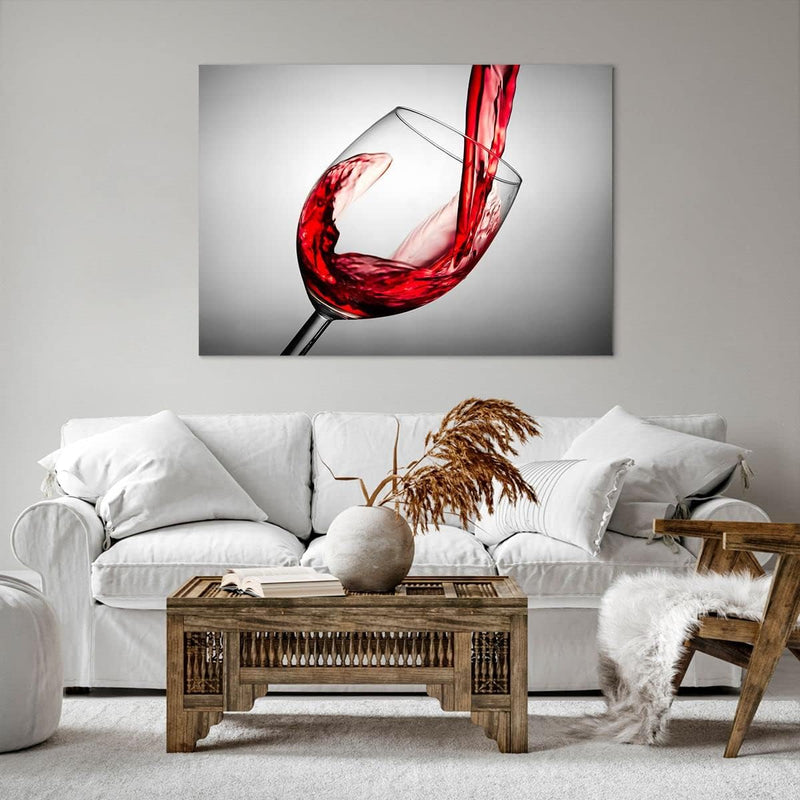 Bilder auf Leinwand 100x70cm Leinwandbild mit Rahmen Trinken glas wein Gross Wanddeko Bild Schlafzim