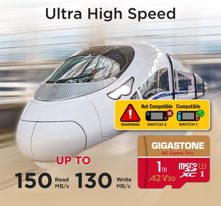 Nur für Switch 1 GGIGASTONE 1TB Micro SD Karte, 4K Game Pro, bis zu 150/130 MB/s, MicroSDXC Speicher